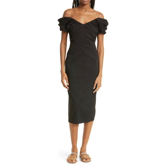 A.L.C. Dresses & Skirts - A.L.C Nora black linen off the shoulder Dress size 12